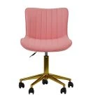 Moro Office Chair in Coral Faux Leather Gold Base