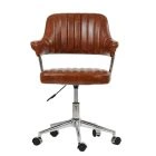 Yale Office Chair Vintage Brown Faux Leather & Chrome