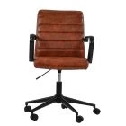 Heath Office Chair Vintage Tan Brown Faux Leather & Black