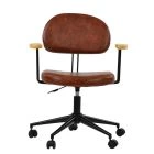 Laxi Office Chair Vintage Tan Brown Faux Leather & Black