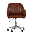 Lule Carver Office Chair Vintage Brown Faux Leather & Chrome