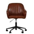 Lule Carver Office Chair Vintage Brown Faux Leather & Black
