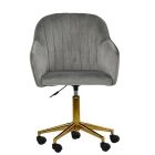 Lule Carver Office Chair Grey Velvet & Gold