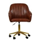 Lule Carver Office Chair Vintage Brown Faux Leather & Gold