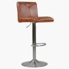 Olivia Bar Stool Vintage Tan Brown Leather & Brushed Steel Base