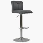 Olivia Bar Stool Dark Grey Leather & Brushed Steel Base
