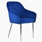 Opus Carver Dining Chair Blue Velvet & Chrome Legs