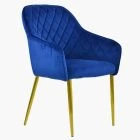 Opus Carver Dining Chair Blue Velvet & Gold Legs