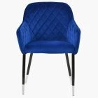 Opus Carver Dining Chair Blue Velvet & Black \ Silver Legs
