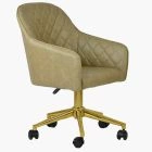 Opus Office Chair Cream Faux Leather & Gold