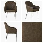 Opus Carver Dining Chair Antique Brown Faux Leather & Chrome Legs