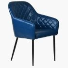 Opus Carver Dining Chair Blue Faux Leather & Black Legs