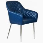 Opus Carver Dining Chair Blue Faux Leather & Chrome Legs