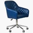 Opus Office Chair Blue Faux Leather & Chrome