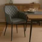 Opus Carver Dining Chair Dark Grey Faux Leather & Black Legs