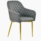 Opus Carver Dining Chair Dark Grey Faux Leather & Gold Legs