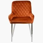 Opus Dining Chair Burnt Orange Velvet & Chrome Legs