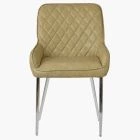 Opus Dining Chair Beige Cream Faux Leather & Chrome Legs