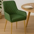Opus Dining Chair Vintage Green Faux Leather & Gold Legs