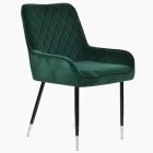 Opus Dining Chair Green Velvet & Black \ Silver Legs