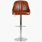 Palento Bar Stool Tan Brown Leather & Chrome Base