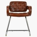 Parga Office Chair Tan Brown Faux Leather & Chrome