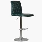 Pecan Bar Stool Bottle Green Leather & Brushed Steel Base