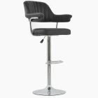Perona Bar Stool Black Leather & Chrome Base
