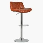 Perth Bar Stool Vintage Tan Brown Leather & Chrome Base