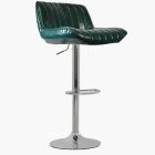 Perth Bar Stool Bottle Green Leather & Chrome Base