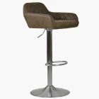 Swallow Bar Stool Antique Brown Leather & Brushed Steel Base