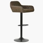Sirius Bar Stool Antique Brown Leather & Black Base