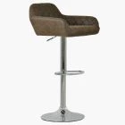 Portman Bar Stool Antique Brown Leather & Chrome Base
