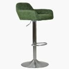 Swallow Bar Stool Vintage Green Leather & Brushed Steel Base