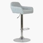 Portman Bar Stool Grey Boucle Fabric & Chrome Base
