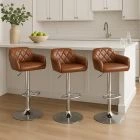 Portman Bar Stool Brown Leather & Chrome Base