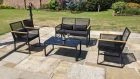 Portmore 4 Seater Garden Rattan Sofa Set & Coffee Table Black