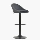 Prague Bar Stool Dark Grey Fabric & Black Base