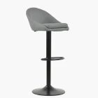 Prague Bar Stool Grey Leather & Black Base