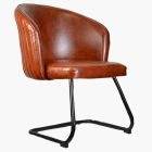 Robyn Carver Dining Chair Vintage Tan Brown Faux Leather & Black Legs