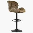 Rocco Bar Stool Antique Brown Leather & Black Base