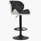 Rocco Bar Stool Black & White Leather & Black Base