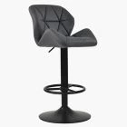 Rocco Bar Stool Dark Grey Leather & Black Base