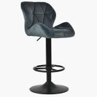 Rocco Bar Stool Dark Grey Velvet & Black Base