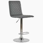 Rocklin Bar Stool Dark Grey Leather & Chrome Base