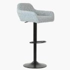 Sirius Bar Stool Grey Boucle Fabric & Black Base