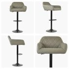 Sirius Bar Stool Taupe Leather & Black Base
