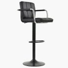 Spruce Bar Stool Black Leather & Black Base