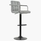Spruce Bar Stool Grey Leather & Black Base