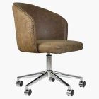 Surf Office Chair Antique Brown Faux Leather & Chrome Base